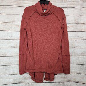 We The Free Sienna Red Marled High Low Split Back Turtleneck Boho Top Size M